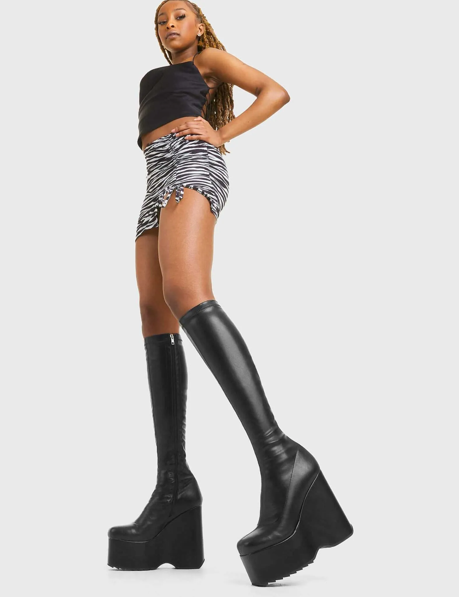 Lamoda Chunky>Falling Sky Chunky Platform Knee High Boots