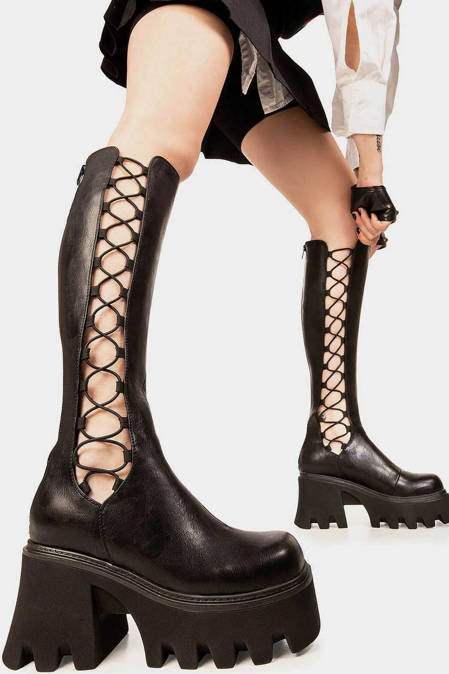 Lamoda Knee High>Misery Business Chunky Platform Knee High Boots