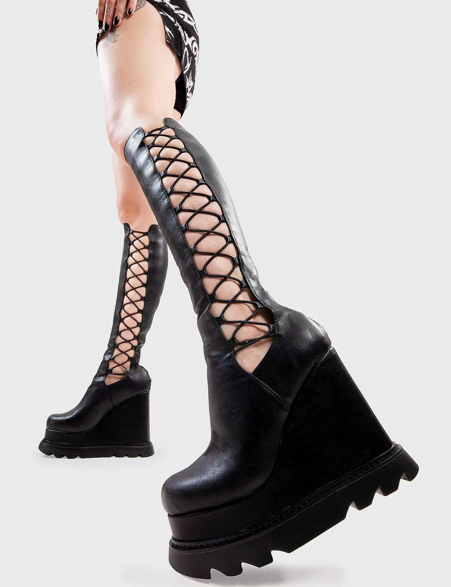 Lamoda Chunky>String Along Chunky Platform Knee High Boots
